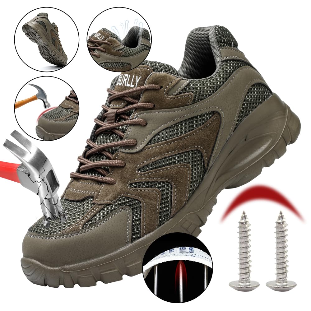 Indestructible Steel Toe Sneakers for Men & Women - Lightweight Mesh Safety Work Shoes with Puncture Proof Protection | Perfect for Construction, Warehouse & Industrial Jobs
