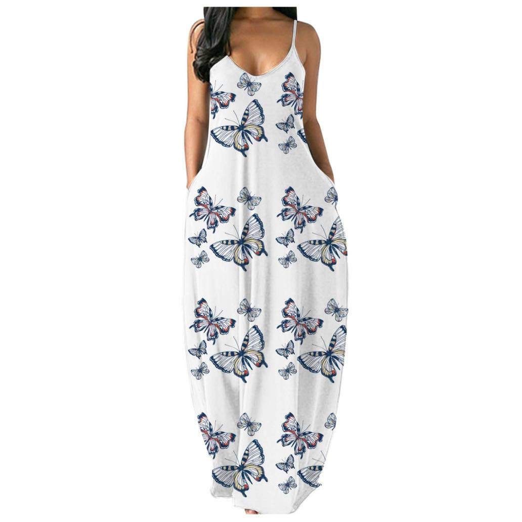 Women's Floral Maxi Dress - Sleeveless Plus Size Summer Long Dress with Pockets for Beach, Party & Casual Wear | Boho Chic Vacation Outfit
