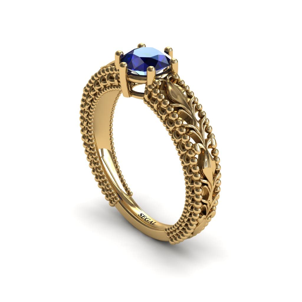 Unique Victorian Engagement Ring 14K Yellow Gold Art Deco Style Antique Sapphire Ring for Women - Perfect for Weddings, Anniversaries & Romantic Proposals