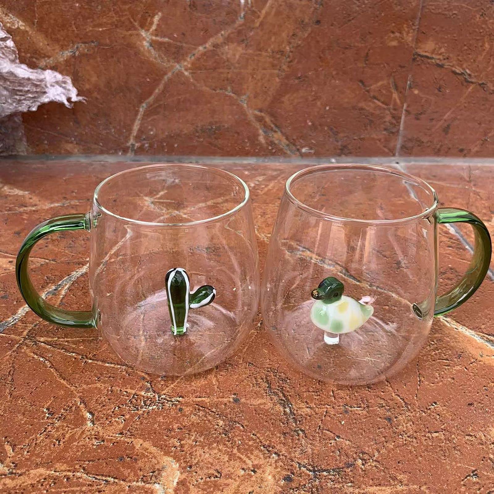 3D Crystal Glass Animal Plant Wishing Coffee Cup - Milk Chocolate Cappuccino Style, Unique Home & Office Decoration Gift (Cactus Design) | Perfect for Coffee Lovers, Housewarming Gifts & Desk Decor