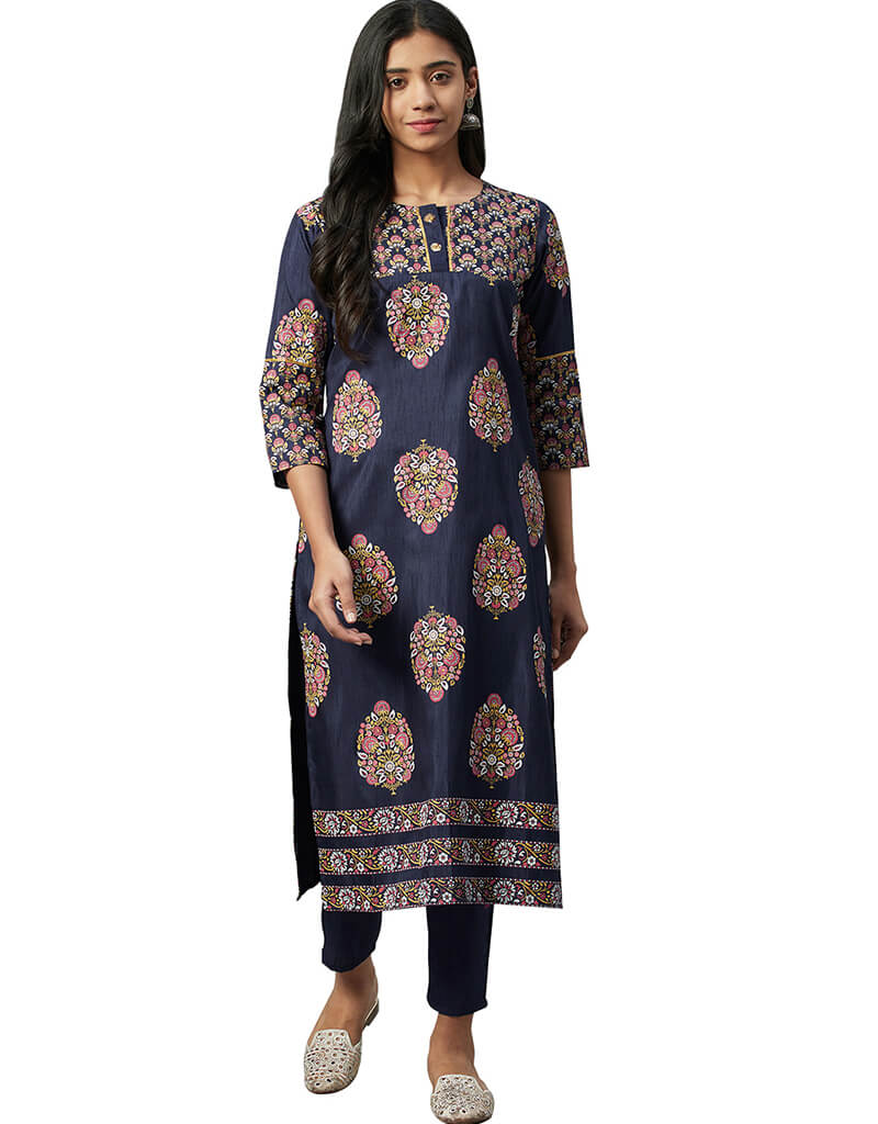 Blue Poly Silk Pant Suit for Women - Elegant Formal Wear for Business, Office & Special Occasions