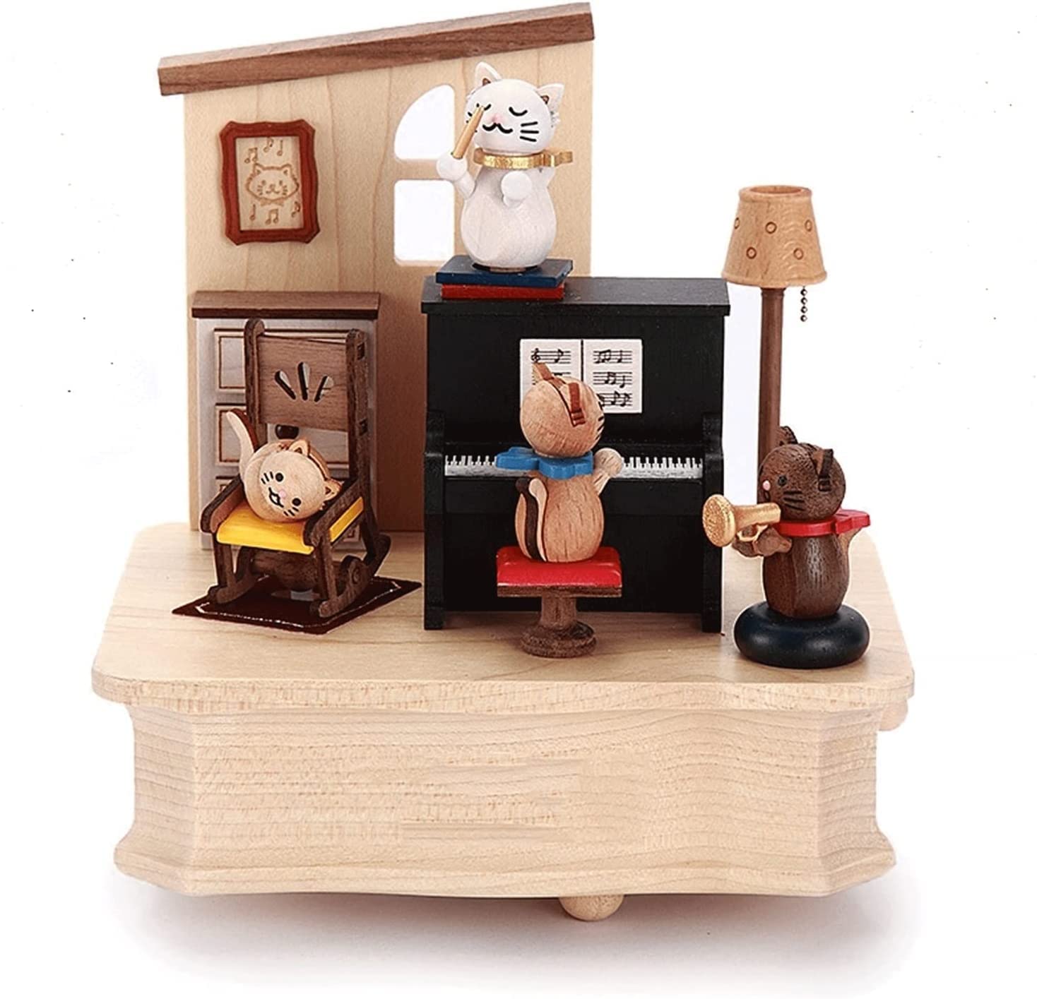 Cat Music Box - Handcrafted Piano Music Box Gift for Girls, Boys & Kids | Perfect Birthday Present with 4 Cats Conducting | Ideal for Bedroom Decor, Nursery, and Special Occasions