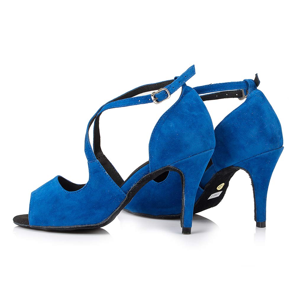 DKZSYIM Women's Satin Latin Dance Shoes - Professional Ballroom Performance Shoes for Salsa, Tango, Cha Cha - Model YCL014-L025 - Perfect for Dance Competitions, Performances & Practice
