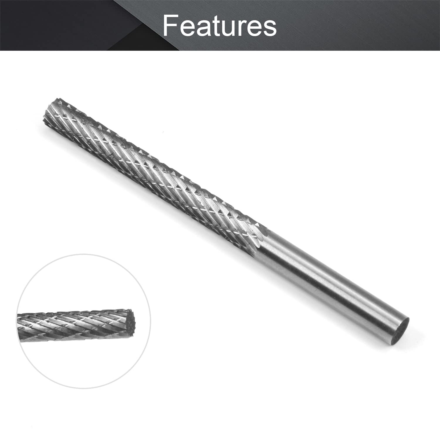 Utoolmart HSS Rotary Files - 6mm Shank Double Cut Cylinder Rotary Burrs for Die Grinder, Wood & Soft Metal Carving, Polishing & Model Engineering (1PC) - Perfect for DIY Crafts, Jewelry Making & Automotive Repair