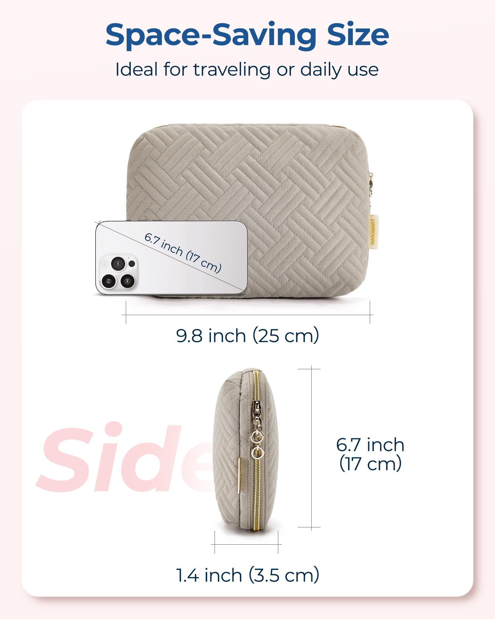 BAGSMART Electronics Organizer Travel Case - Waterproof Cable & SD Card Storage Bag, Phone Accessories Organizer for Women & Men - Perfect for Travel, Office & Daily Use (Warm Grey)