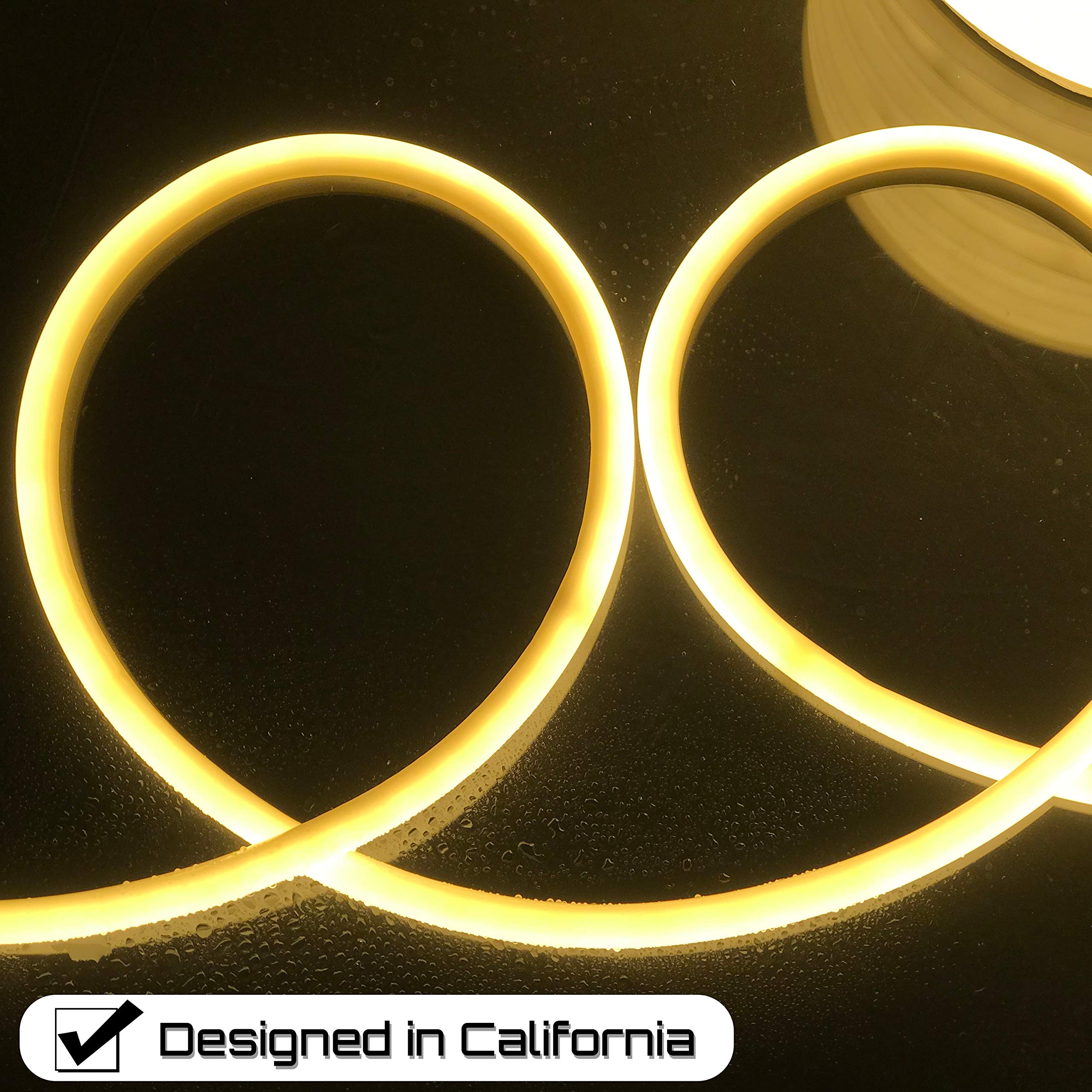 Russell Decor LED Neon Rope Lights - 100FT Flexible Warm White Glow Rope for Indoor/Outdoor Decor, Parties, Weddings & Home Lighting