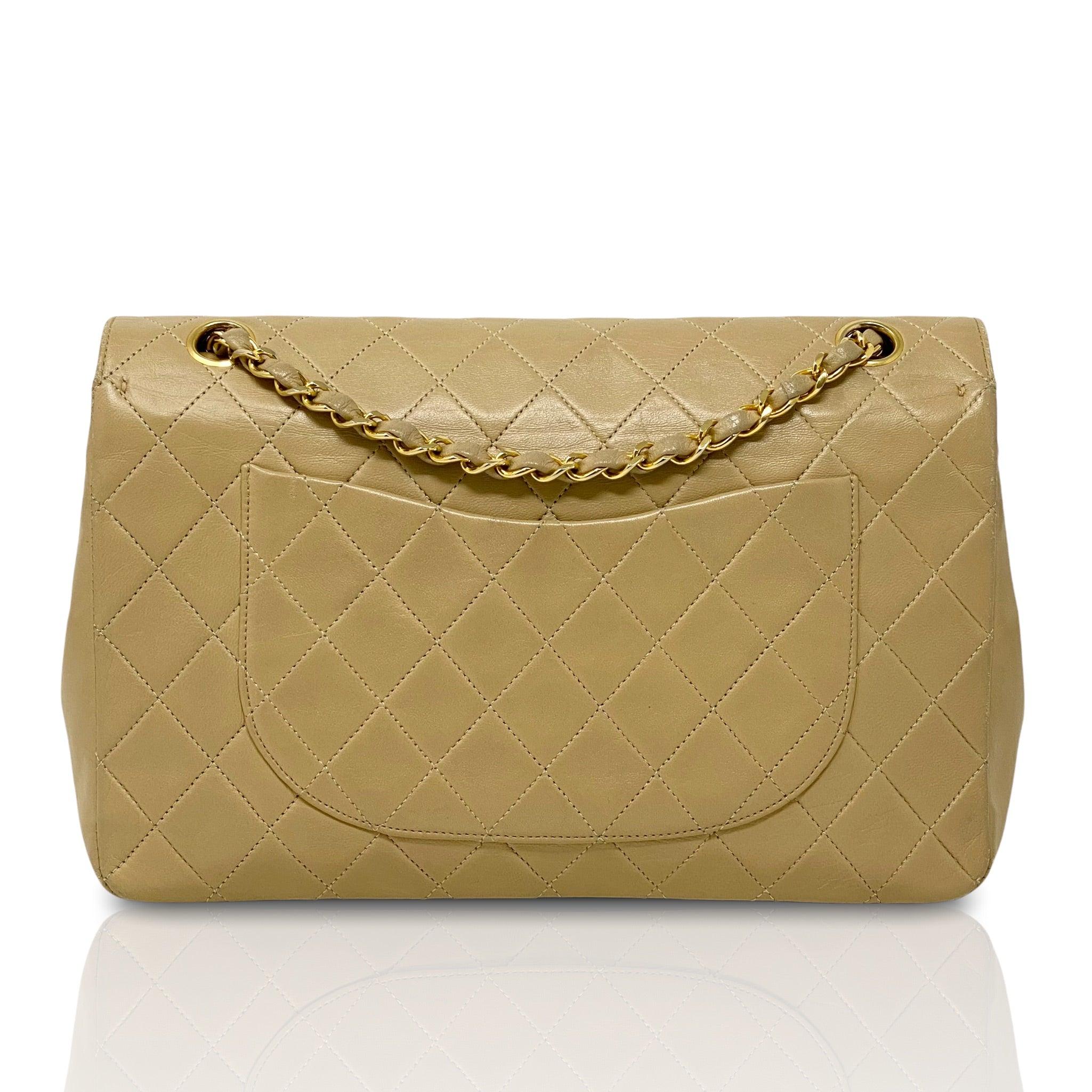 Vintage Chanel Beige Lambskin Medium Flap Bag - Classic Luxury Handbag for Women | Perfect for Date Night, Office & Special Occasions