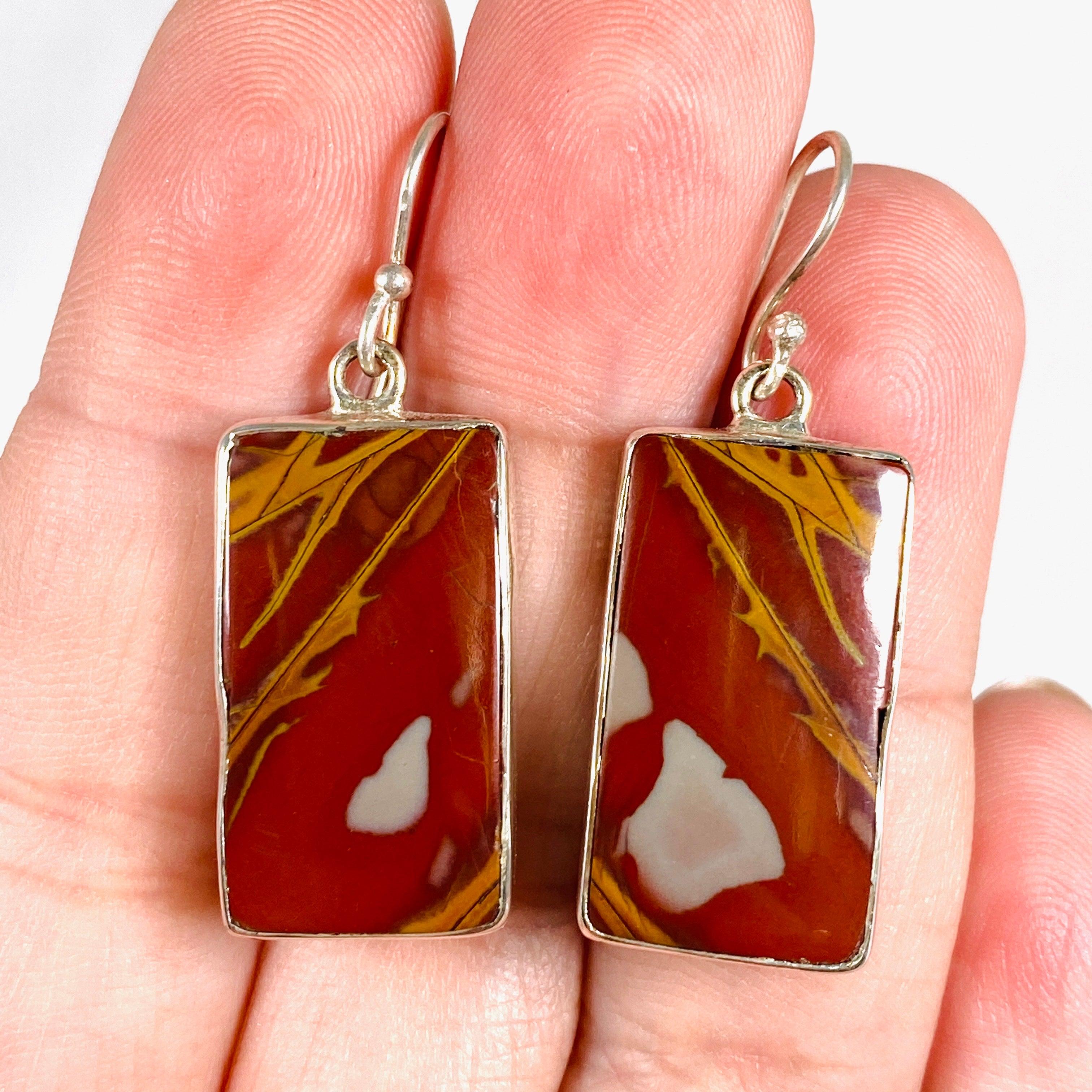 Natural Pilbara Noreena Jasper Rectangular Dangle Earrings - Handmade Gemstone Jewelry for Women - Perfect for Casual Wear, Office & Special Occasions