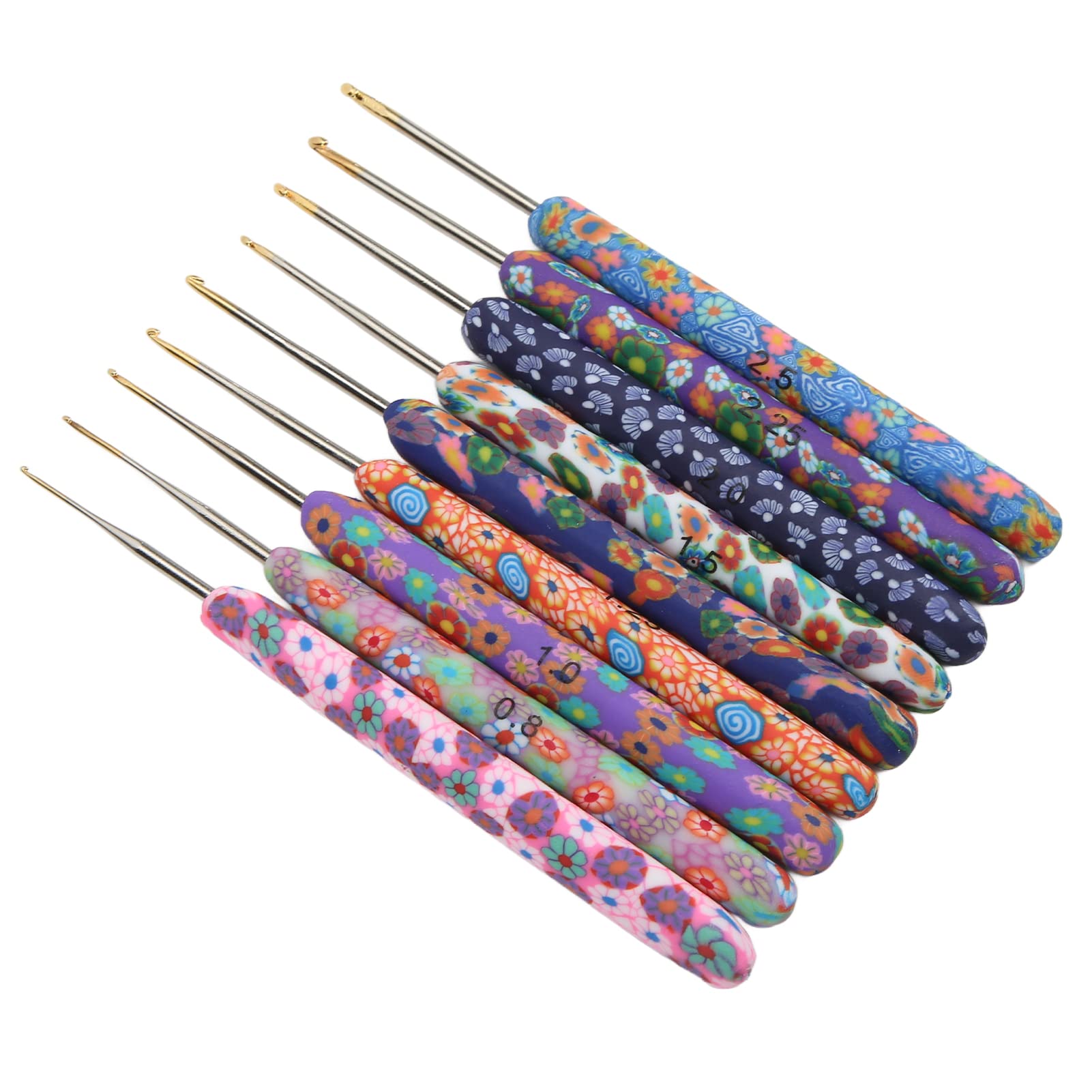 9pcs Ergonomic Crochet Hooks Kit with Soft Pottery Handle - Aluminum Crochet Needles Set for Beginners in Attractive Colors | Perfect for DIY Crafts, Knitting Projects & Handmade Gifts