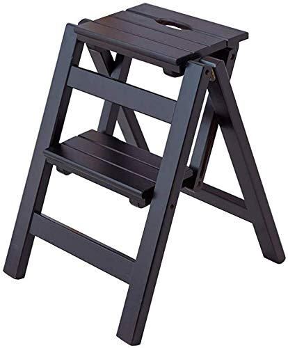 2-Step Foldable Wooden Step Stool for Home, Lightweight Indoor Climbing Stool with Non-Slip Surface - Perfect for Kitchen, Dining Room, Bathroom, and Garden Tool Access