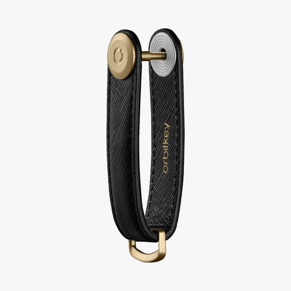 Orbitkey Saffiano Leather 2.0 Key Organizer - Premium Key Holder for Men & Women - Slim Minimalist Keychain with RFID Protection - Perfect for Home, Office, and Travel (Liquorice Black)