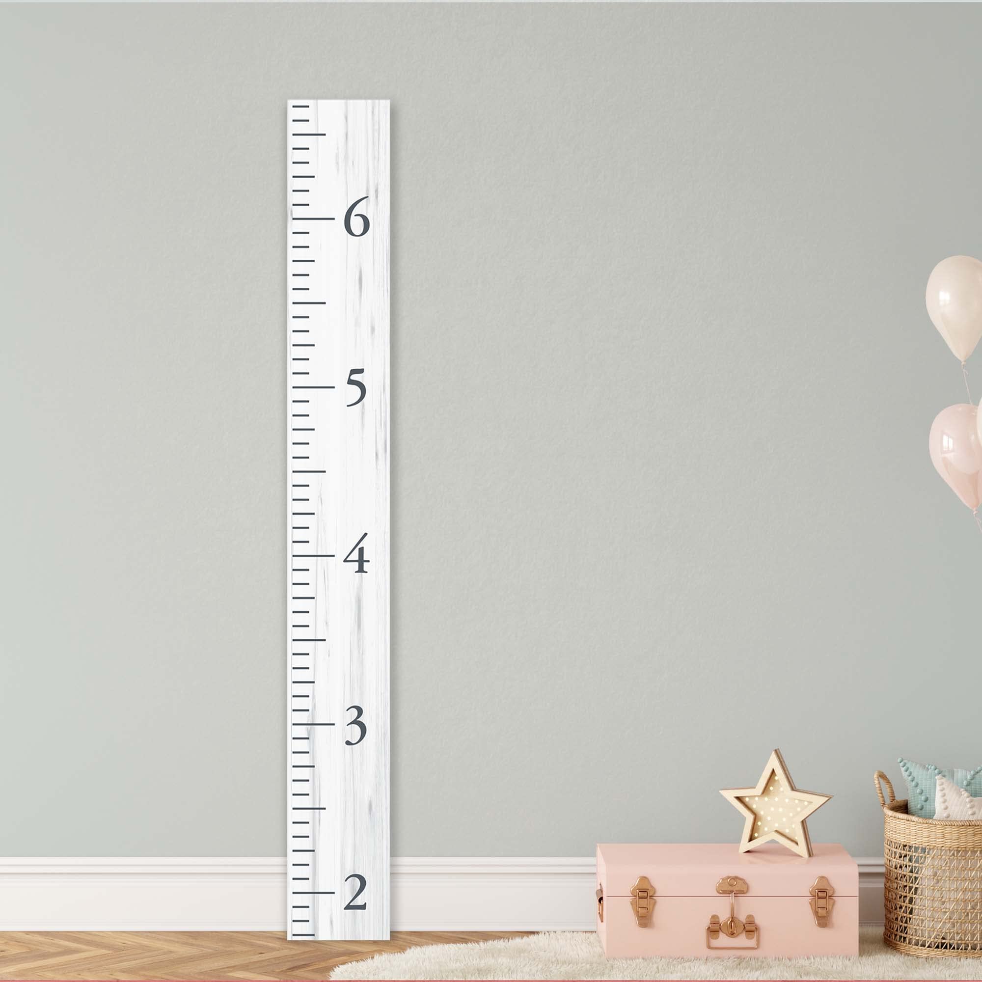 Premium Wooden Growth Chart Height Ruler - Back40Life Benchmark Series in Weathered White - Perfect for Nursery, Kids Room & Family Milestone Tracking