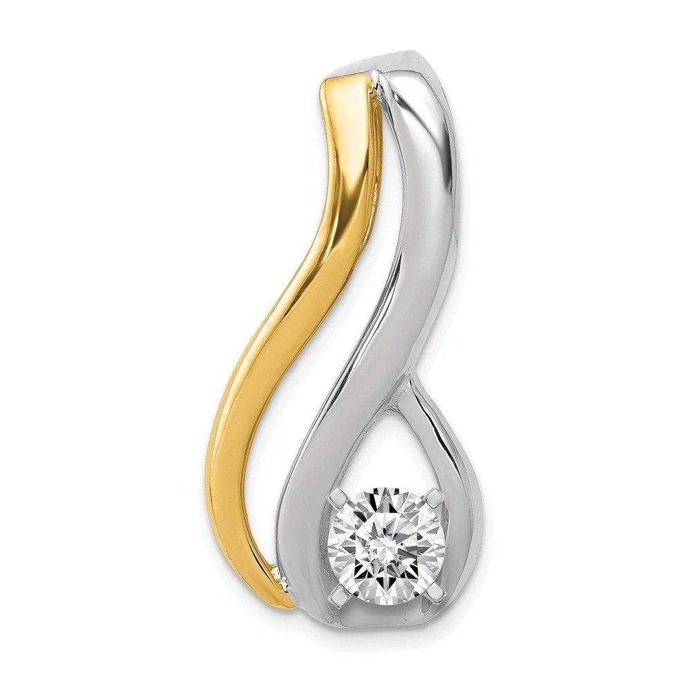 14K Two Tone Gold Diamond Slide Pendant Necklace for Women - Elegant Jewelry Gift for Wedding, Anniversary & Special Occasions
