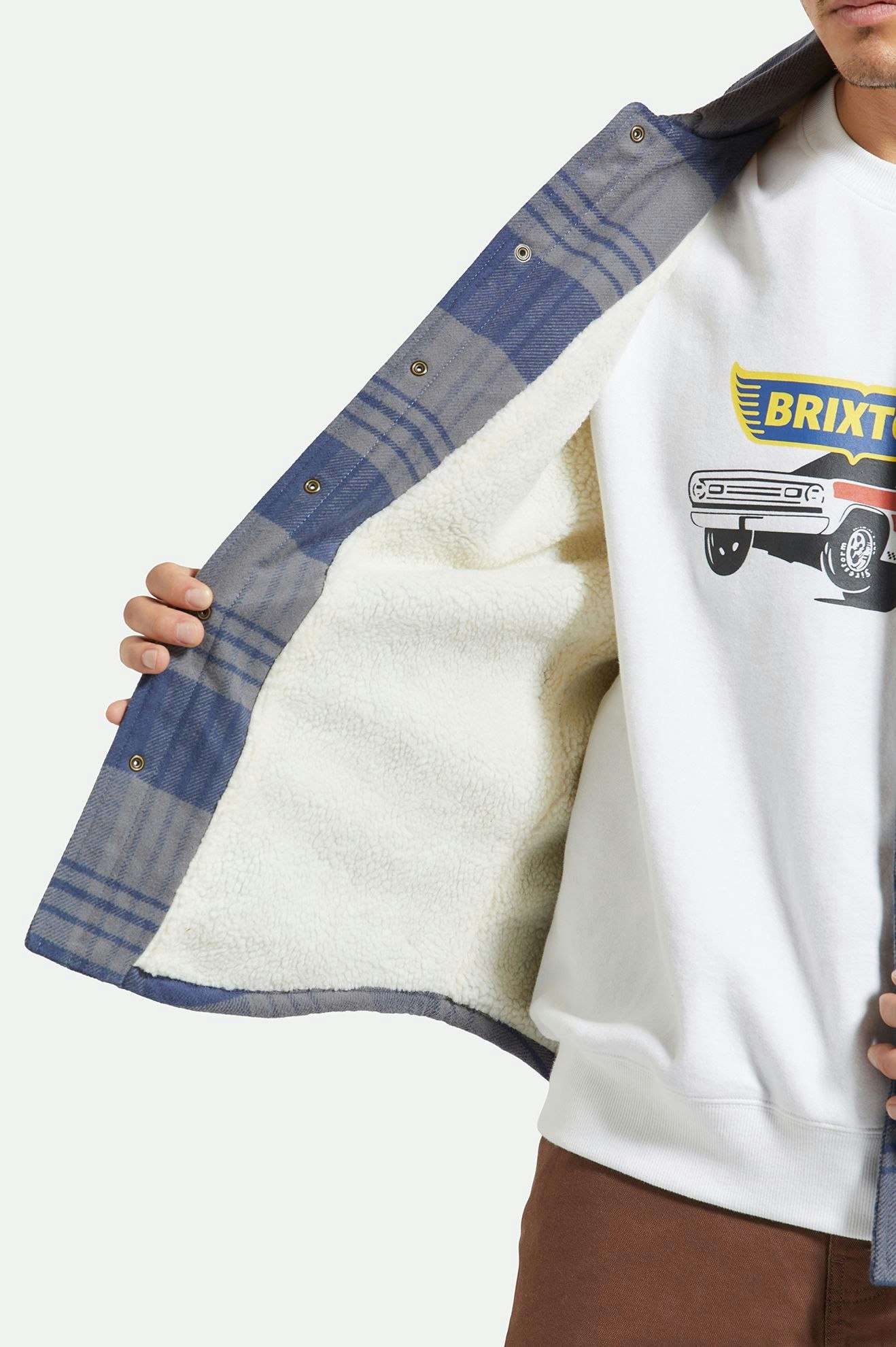 Durham Sherpa Lined Jacket for Men & Women - Washed Navy/Beige Plaid Flannel - Warm Winter Coat for Outdoor Activities & Casual Wear