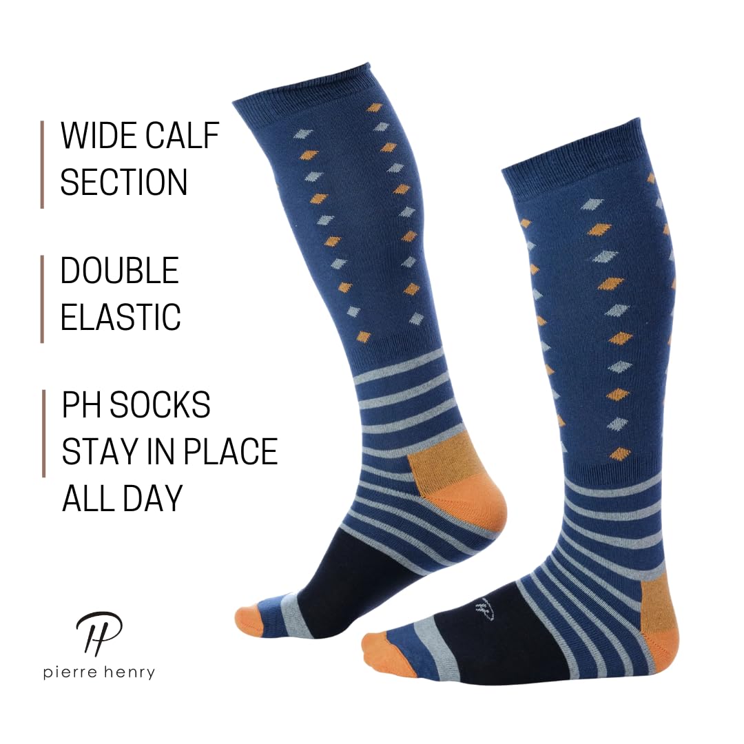 Premium Cotton Over the Calf Dress Socks for Men - 9 Pairs Pack | Stay-Up Long Socks for Business, Formal & Casual Wear | Comfortable & Durable Office & Dress Socks