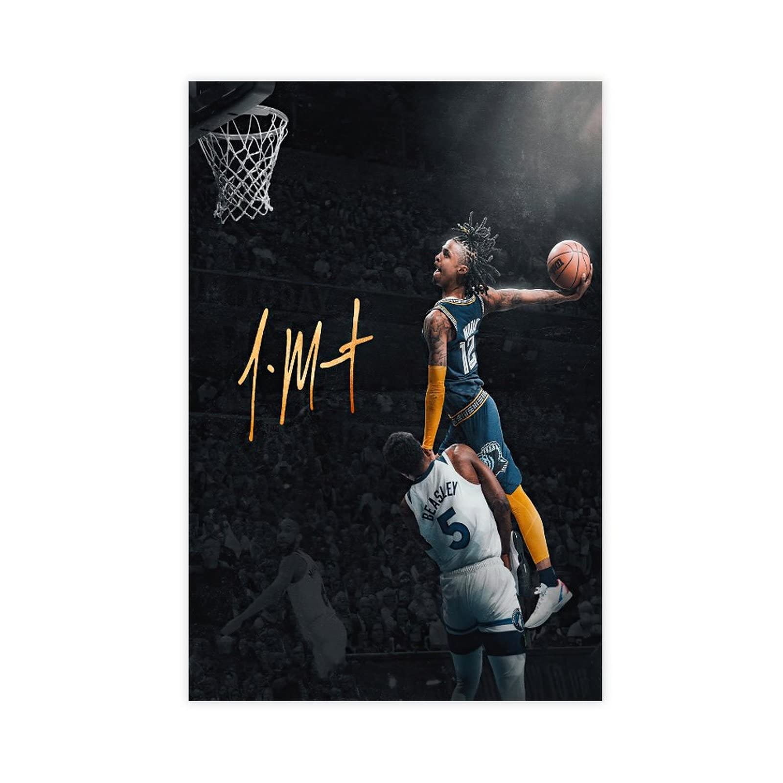 Ja Morant Basketball Poster - High Quality Canvas Wall Art Print for Bedroom, Office & Dorm Room Decor - Perfect for NBA Fans & Sports Enthusiasts