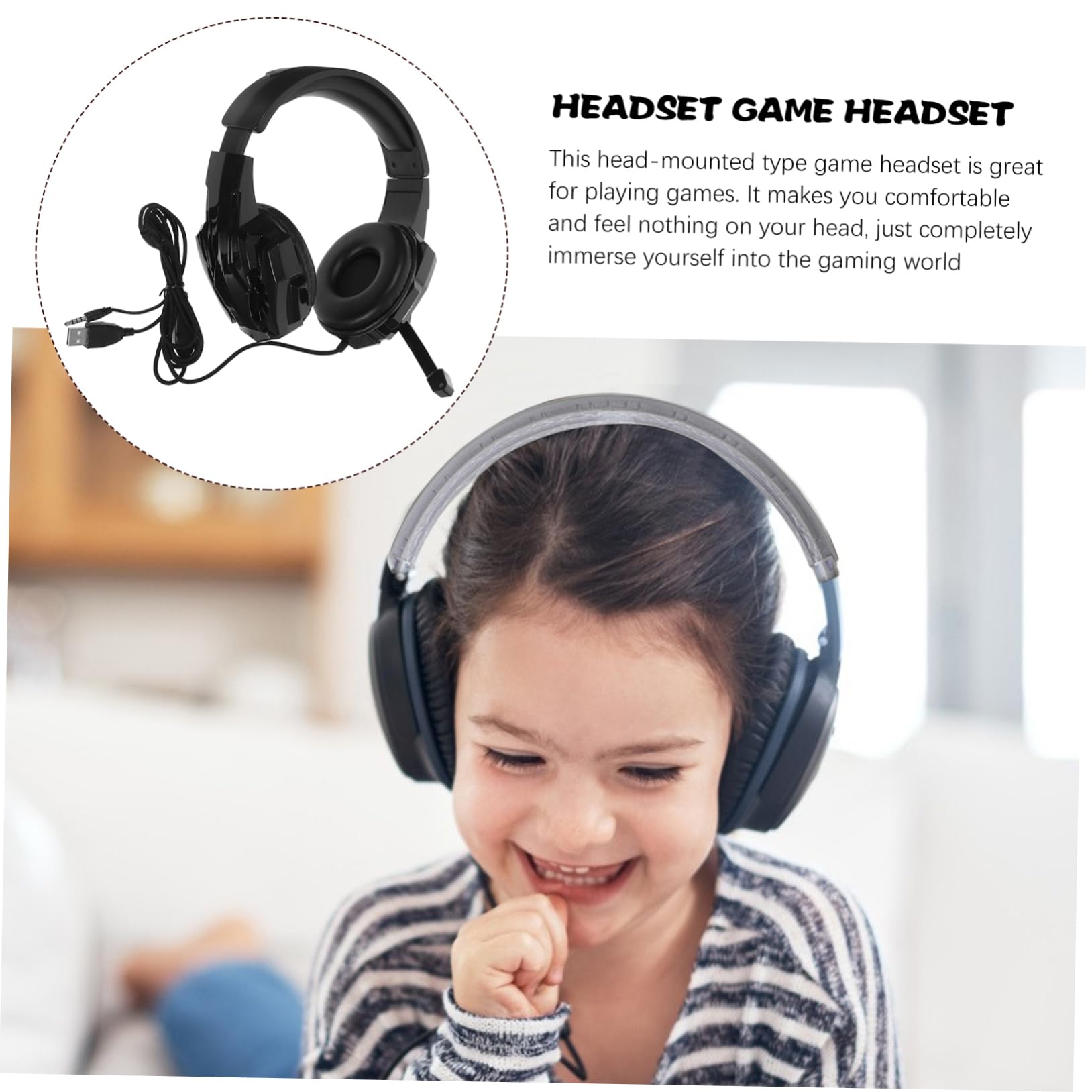 RORPOIR I3000 Gaming Headset with LED Lights - Wired Over-Ear Headphones with Noise Cancelling Mic, Comfortable for Long Gaming Sessions - Perfect for PC, PS4, Xbox & Streaming (Black)