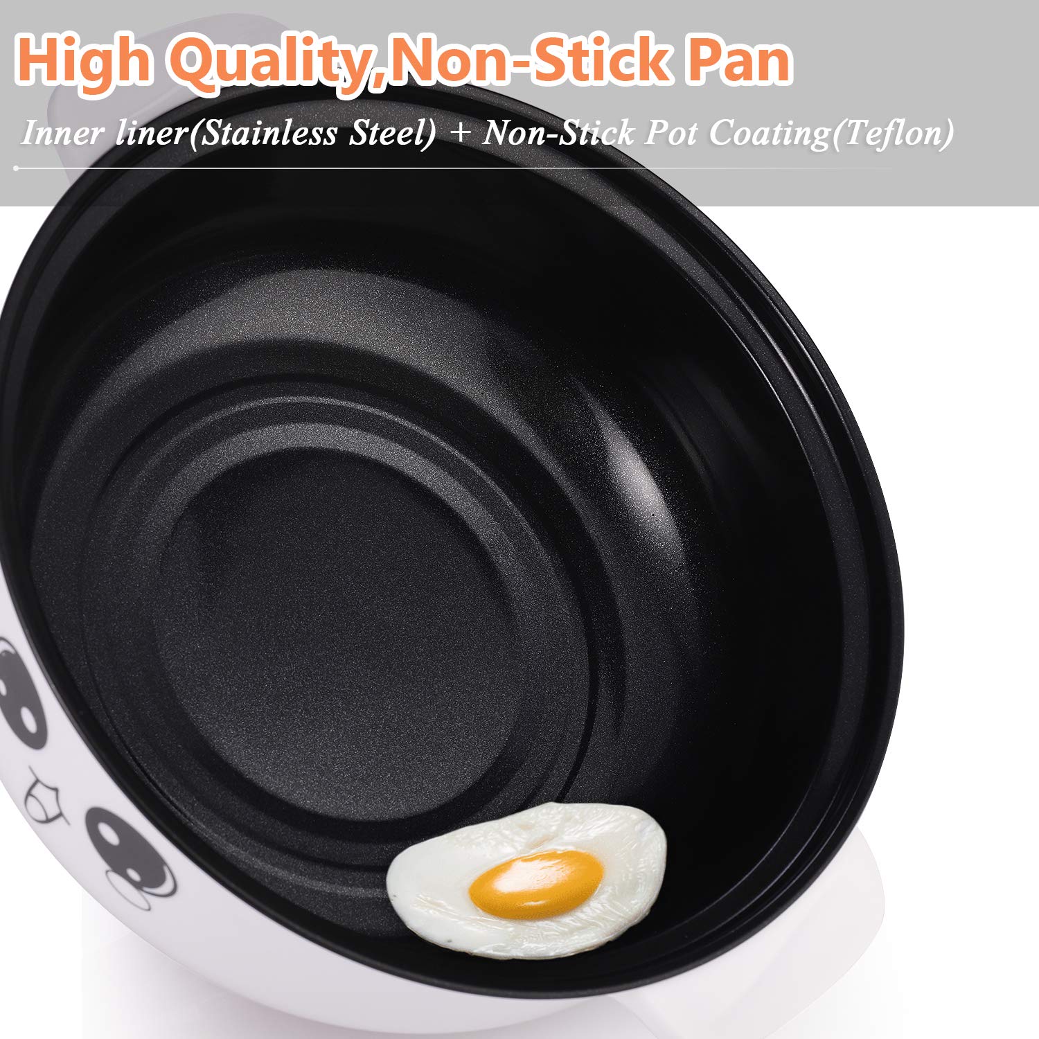 4-in-1 Electric Skillet with Steamer - 2.3L Non-Stick Multi-Functional Cooker for Rice, Hotpot, Soup, Steaming Eggs & Frying Noodles | Perfect for Small Kitchens, Dorms & Camping Cooking