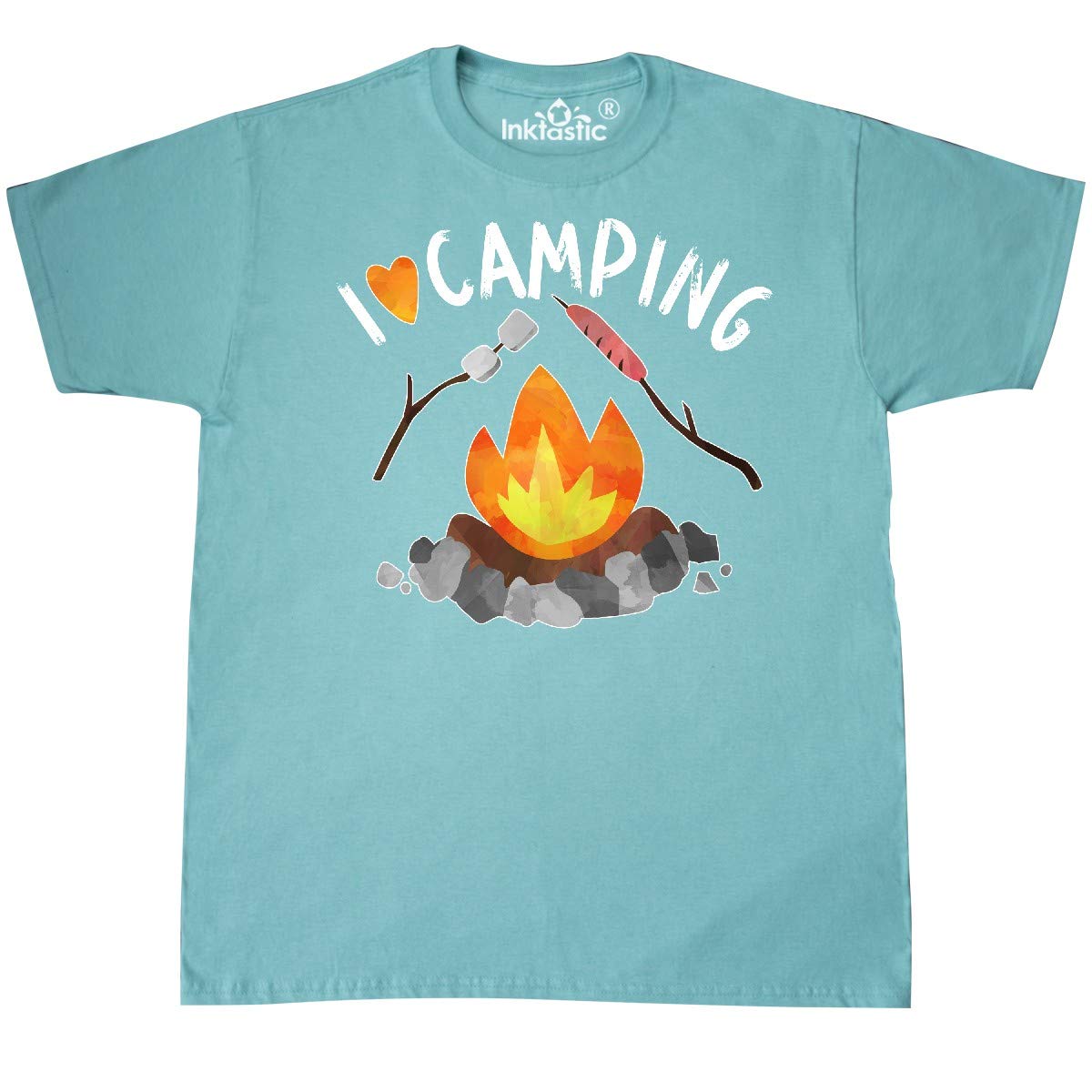 Inktastic I Love Camping T-Shirt with Campfire, Hot Dog & Marshmallows Design - Perfect for Outdoor Adventures, Hiking & Summer Camping Trips