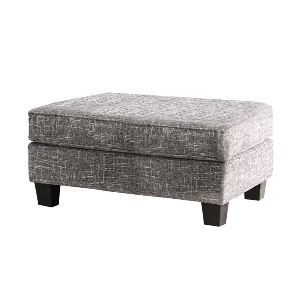 Furniture of America Brummitt Transitional Fabric Upholstered Ottoman in Gray - Modern Living Room Footrest, Bedroom Storage Bench, Comfortable Home Decor