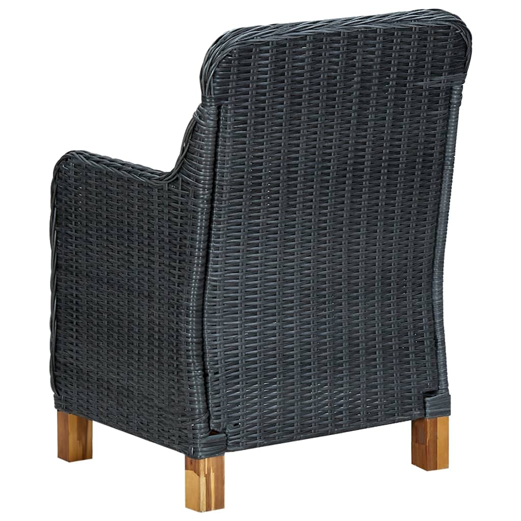 vidaXL 3-Piece Patio Furniture Set - Outdoor Sofa Chair with Coffee Table, Modern Poly Rattan Dark Gray Garden Armchair with Wood Legs | Perfect for Backyard, Deck, and Poolside Relaxation