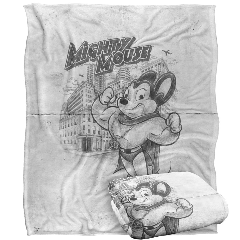 Official Disney Mighty Mouse Sketch Silky Soft Throw Blanket 50x60 Inches - Cozy Fleece Blanket for Bed, Sofa & Movie Nights - Perfect Gift for Kids & Adults