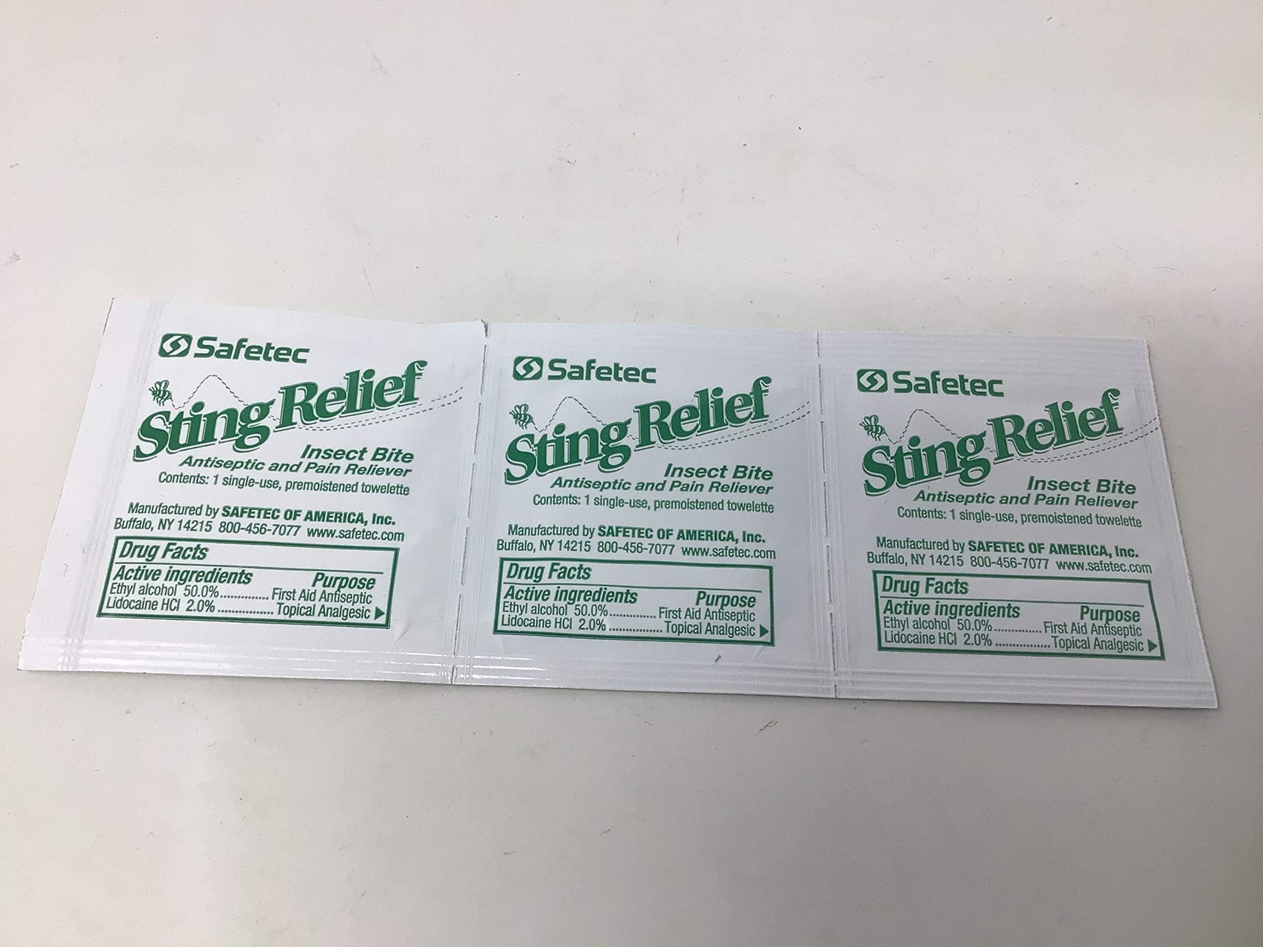 Safetec Sting Relief Wipes - First Aid for Bug Bites & Stings - 48 Count Box | Instant Itch & Pain Relief for Outdoor Activities, Camping, and Hiking