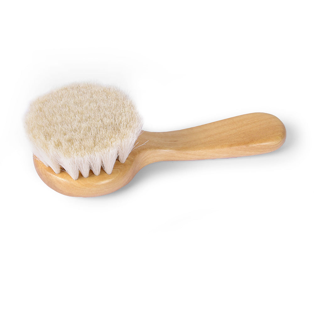 Soft Wool Baby Hair Brush for Newborns - Gentle & Hypoallergenic - Perfect for Cradle Cap & Sensitive Scalp Care - Ideal for Daily Baby Grooming & Massage
