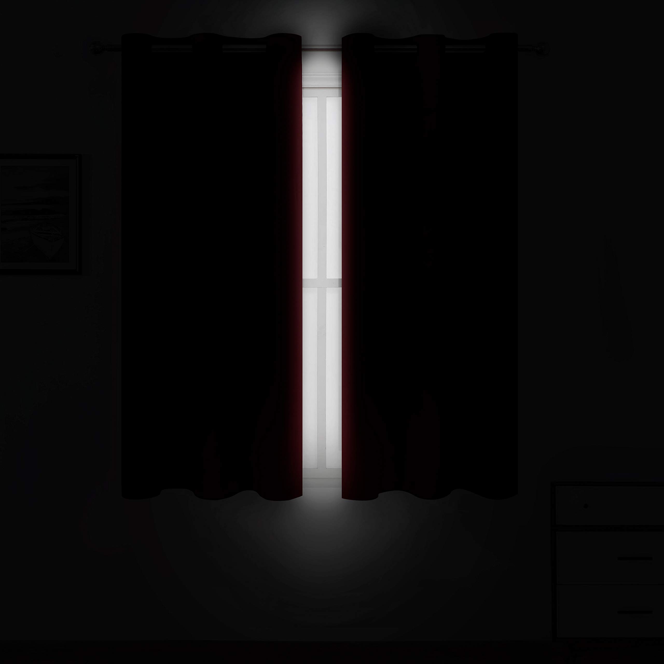 LEMOMO Blackout Curtains for Bedroom & Living Room - 42 x 54 Inch, Set of 2 Panels, Red, Grommet Top - Perfect for Kids Room, Nursery, Home Theater & Light Blocking