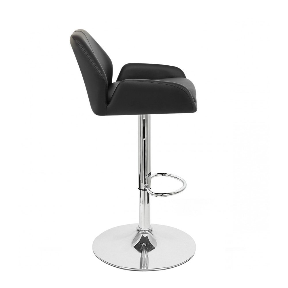 Set of 4 Tesla Modern Leather Adjustable Bar Stools - Black Licorice for Kitchen Island & Home Bar