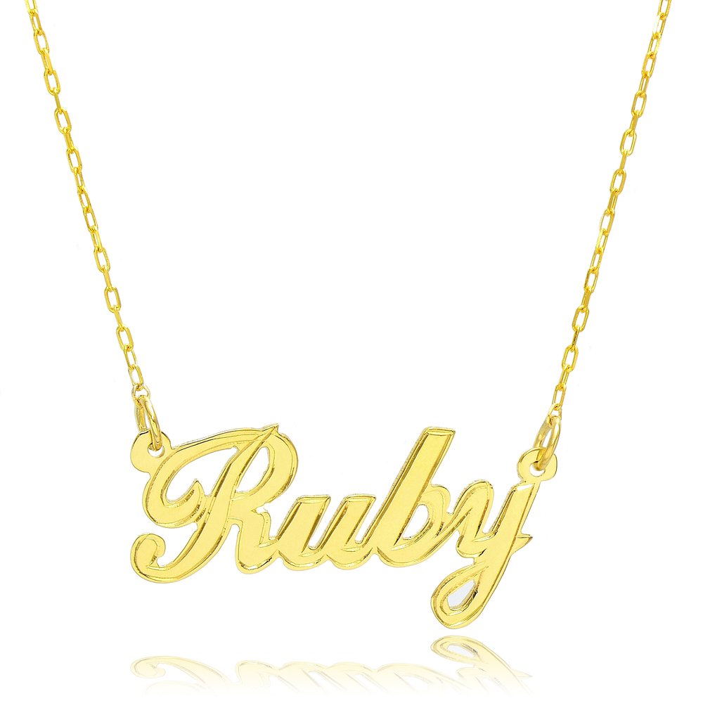 14K Yellow Gold Personalized Name Necklace - Custom Engraved Any Name for Women, Gift for Mom, Wife, Daughter - Perfect for Birthdays, Anniversaries & Special Occasions