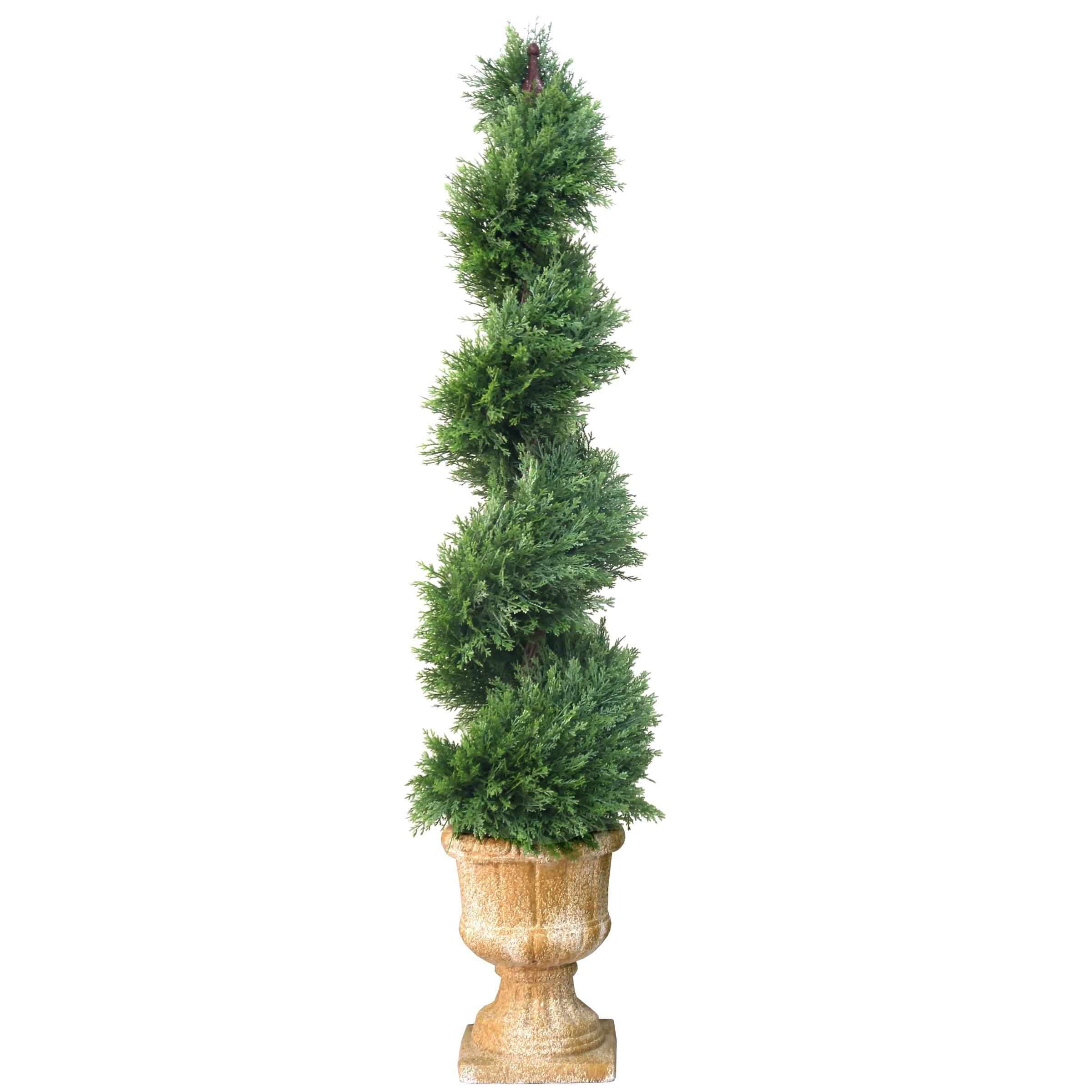 54 in. Upright Juniper Slim Spiral Topiary Tree in Decorative Urn - Artificial Indoor Outdoor Topiary for Home Decor, Office, Garden & Patio
