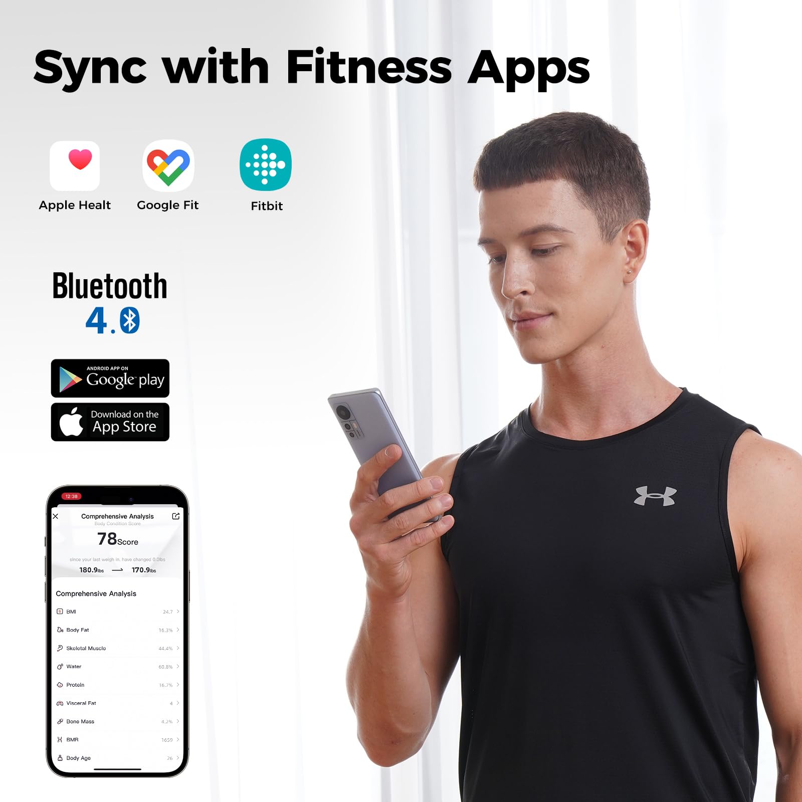 Yunmai Smart Body Composition Scale - Accurate Digital Bluetooth Bathroom Scale with BMI, Body Fat, Muscle Mass & 13 Health Metrics - Rechargeable, 400lb Capacity - Syncs with Apple Health - Perfect for Home Gym, Weight Loss Tracking & Fitness Enthusiasts