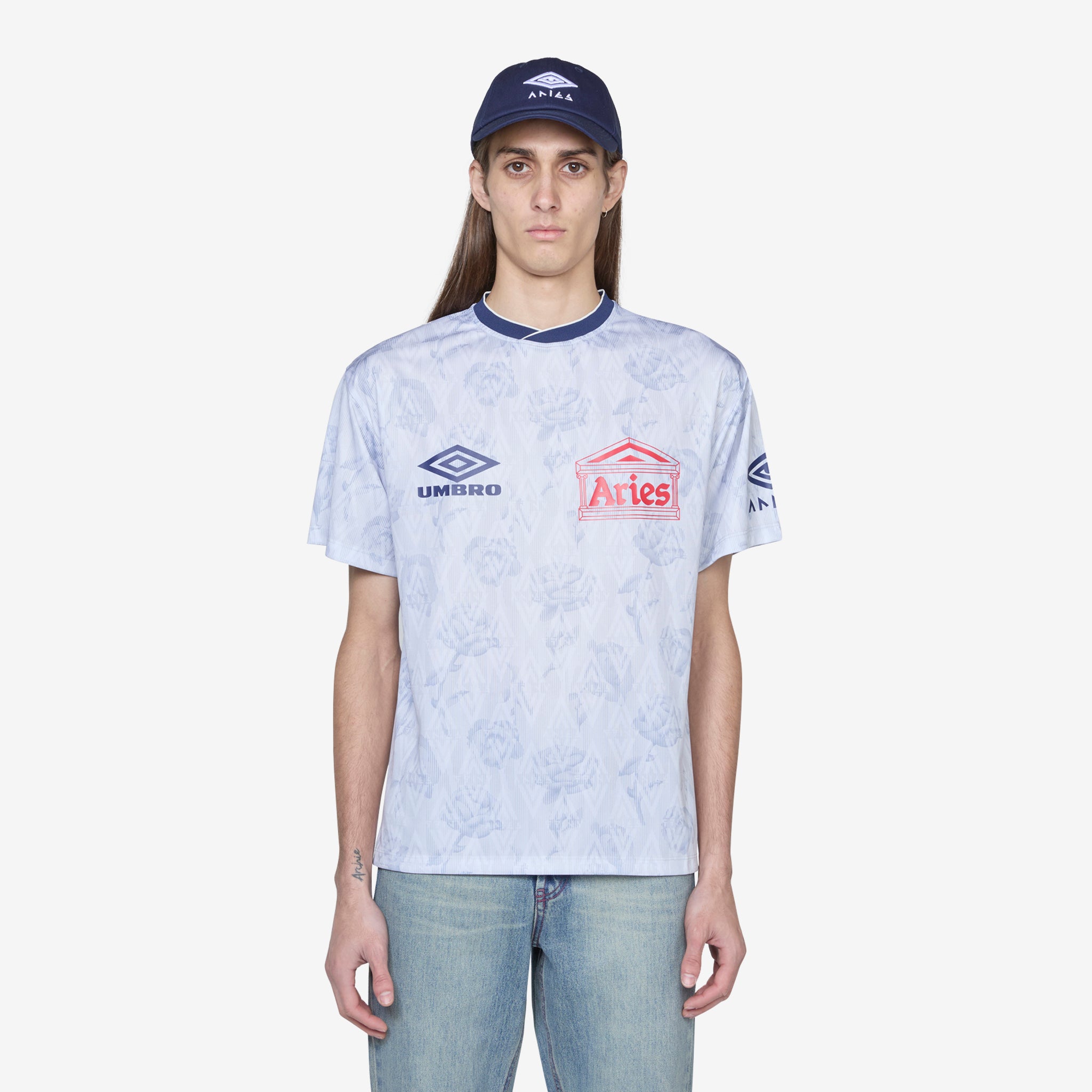 Aries x Roses Short Sleeve Football Jersey - White Soccer Shirt for Men, Women - Perfect for Games, Training & Fan Support