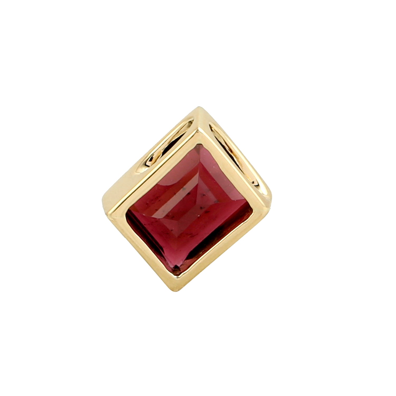 18K Yellow Gold Bezel Set Square Tourmaline Charm Pendant - Elegant Jewelry for Women, Perfect for Gifts, Anniversaries & Special Occasions