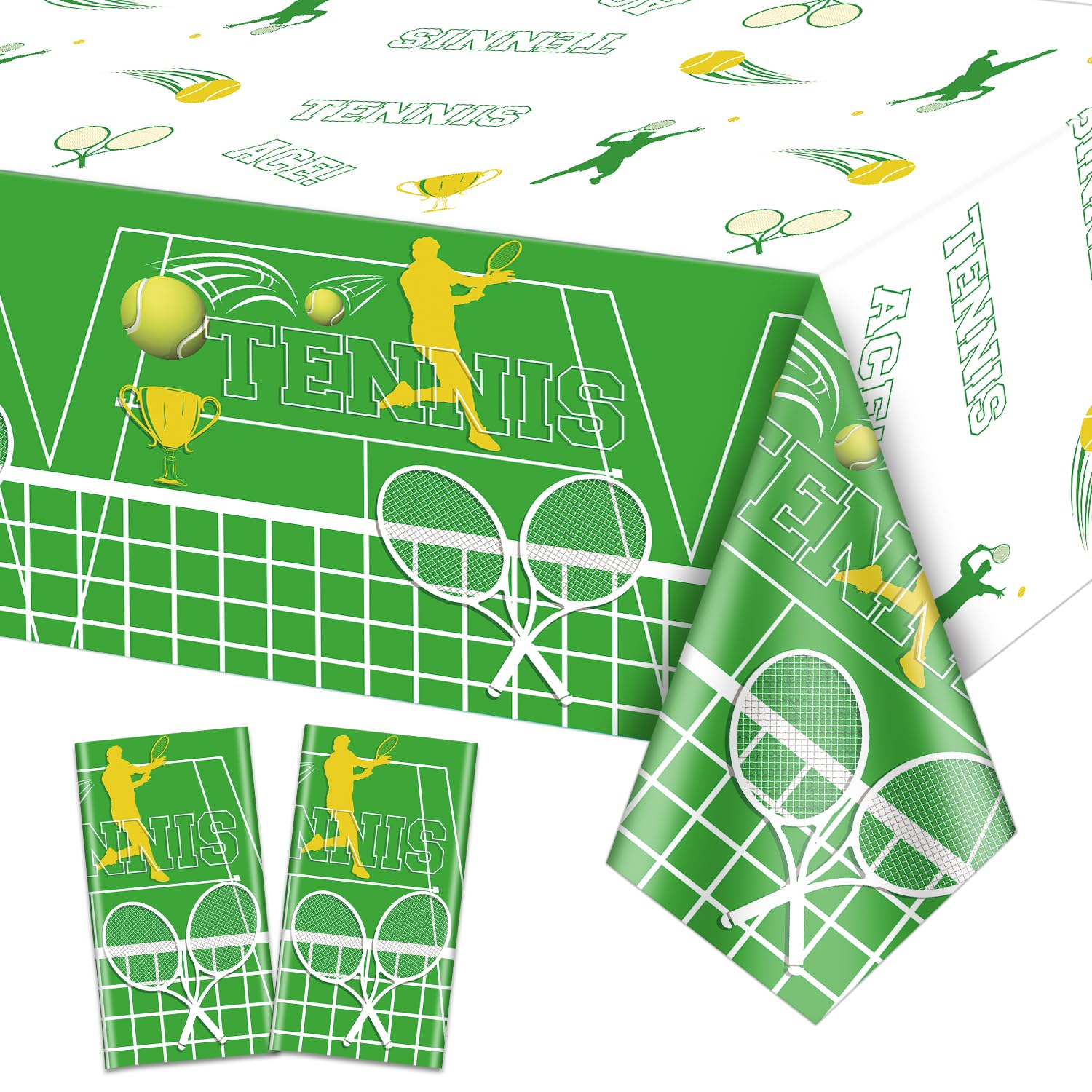 2 Pack Tennis Party Tablecloths - 51x87