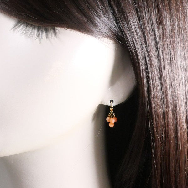 18K Yellow Gold Coral Earrings for Women - Elegant Handmade Dangle Earrings for Party, Wedding & Special Occasions