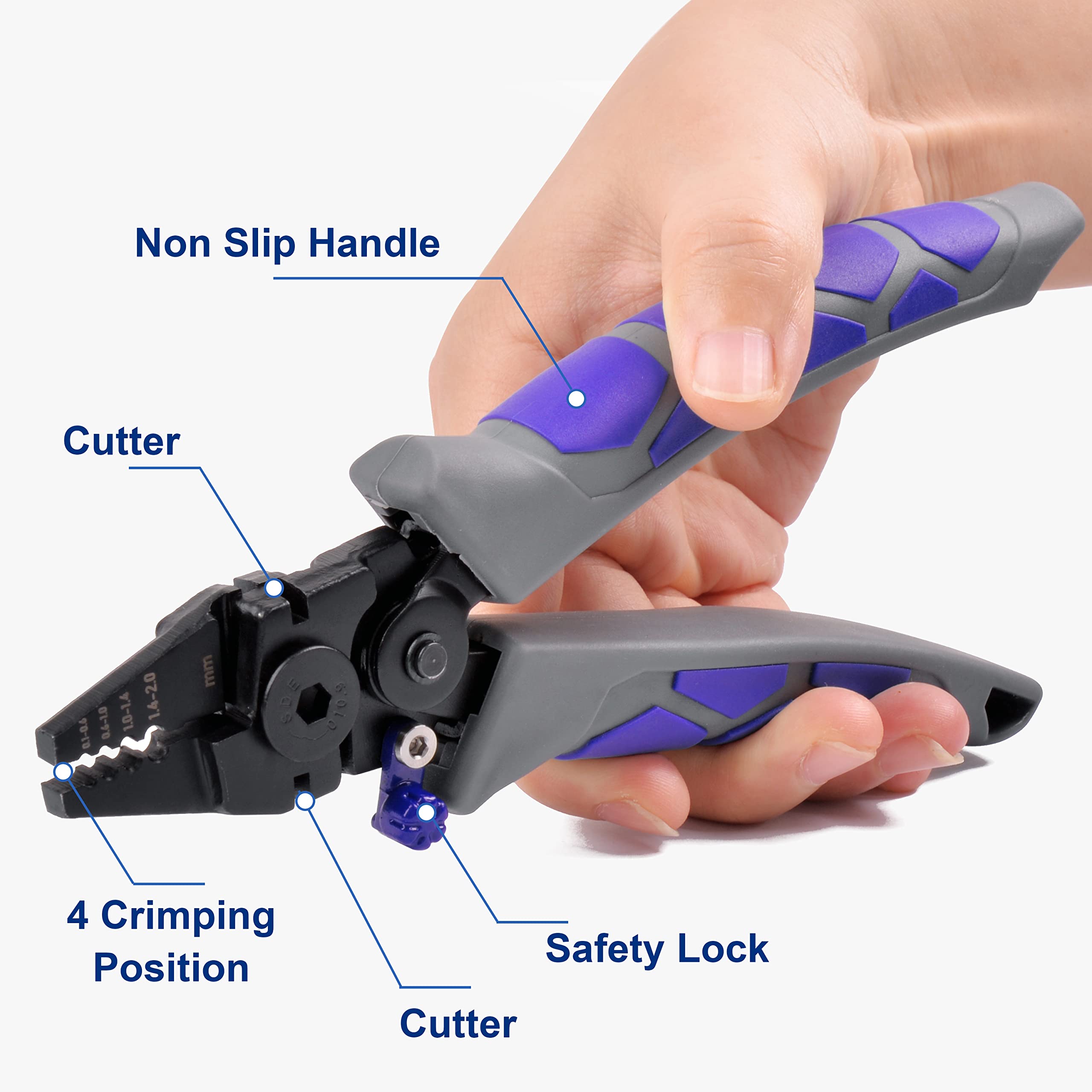 Premium Crimping Tool Pliers with Wire Cutter - High Carbon Steel Fishing Pliers for Effortless Terminal Crimping | Portable Wire Crimper for Fishing, Electrical Work & DIY Projects