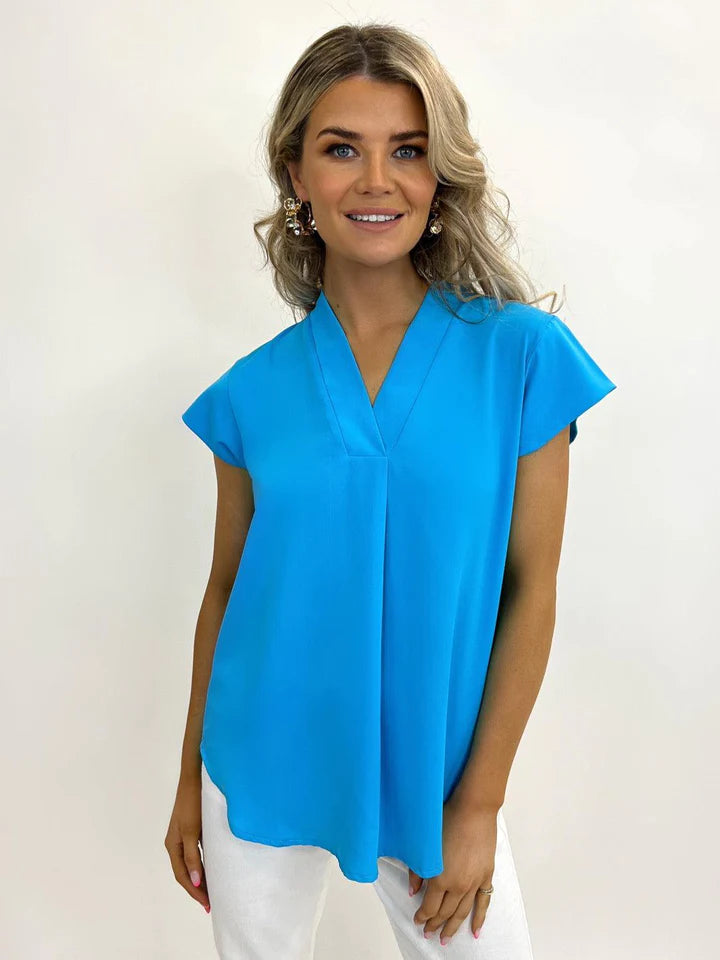 Chianti Top (Blue) - Stylish Women's Casual Blouse for Everyday Wear | Perfect for Office, Outings & Date Nights