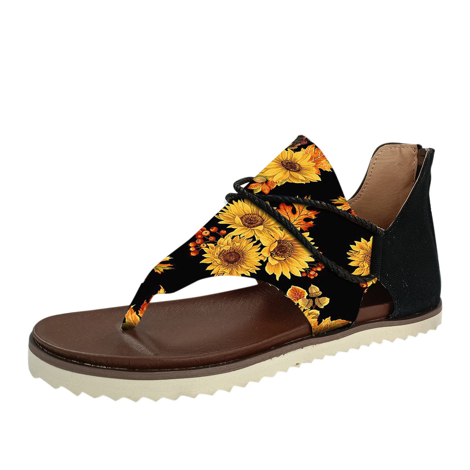 Women's Fashion Flat Sandals - Summer Flower Print Flip Flops, Retro Style Comfortable Casual Shoes for Beach, Vacation & Daily Wear