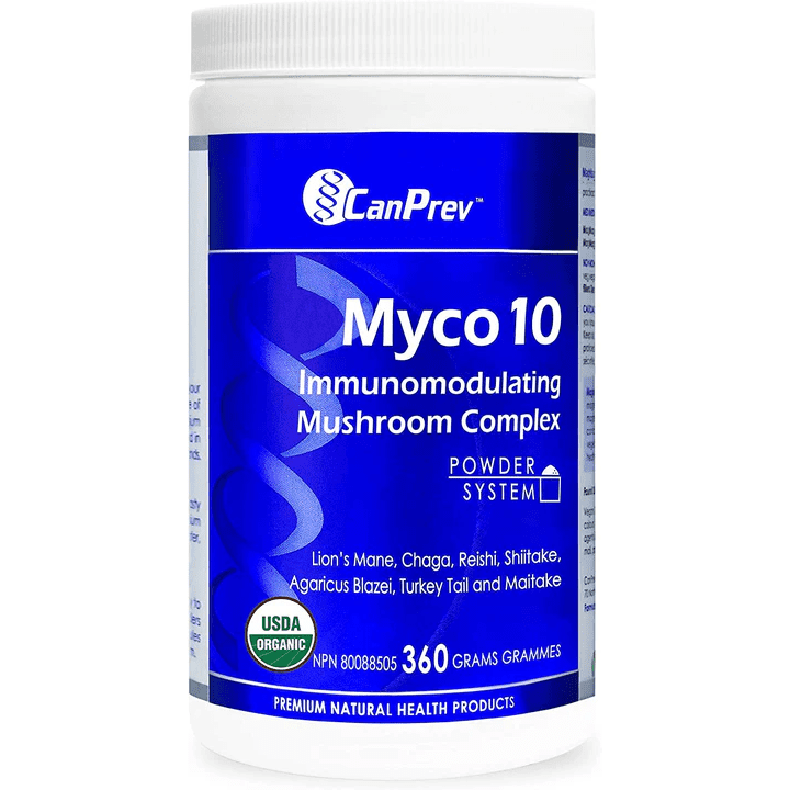 Canprev Myco 10 Mushroom Complex Powder - 360g Organic Immune Support Supplement for Daily Wellness & Energy Boost