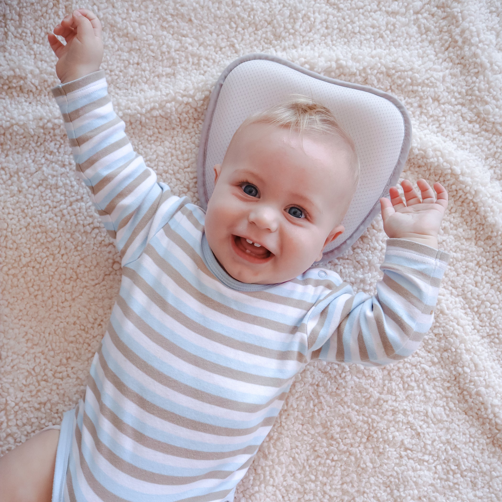 Breathe Easy® Infant Head Support Pillow - Soft Grey Baby Head Rest for Car Seats, Strollers & Safe Sleep - Comfortable & Ergonomic Design for Newborns & Toddlers