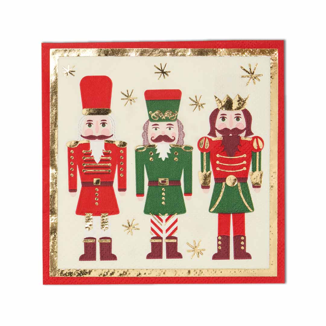Premium Christmas Nutcracker Cocktail Napkins - 20 Pack for Holiday Parties, Cocktail Hours & Festive Gatherings