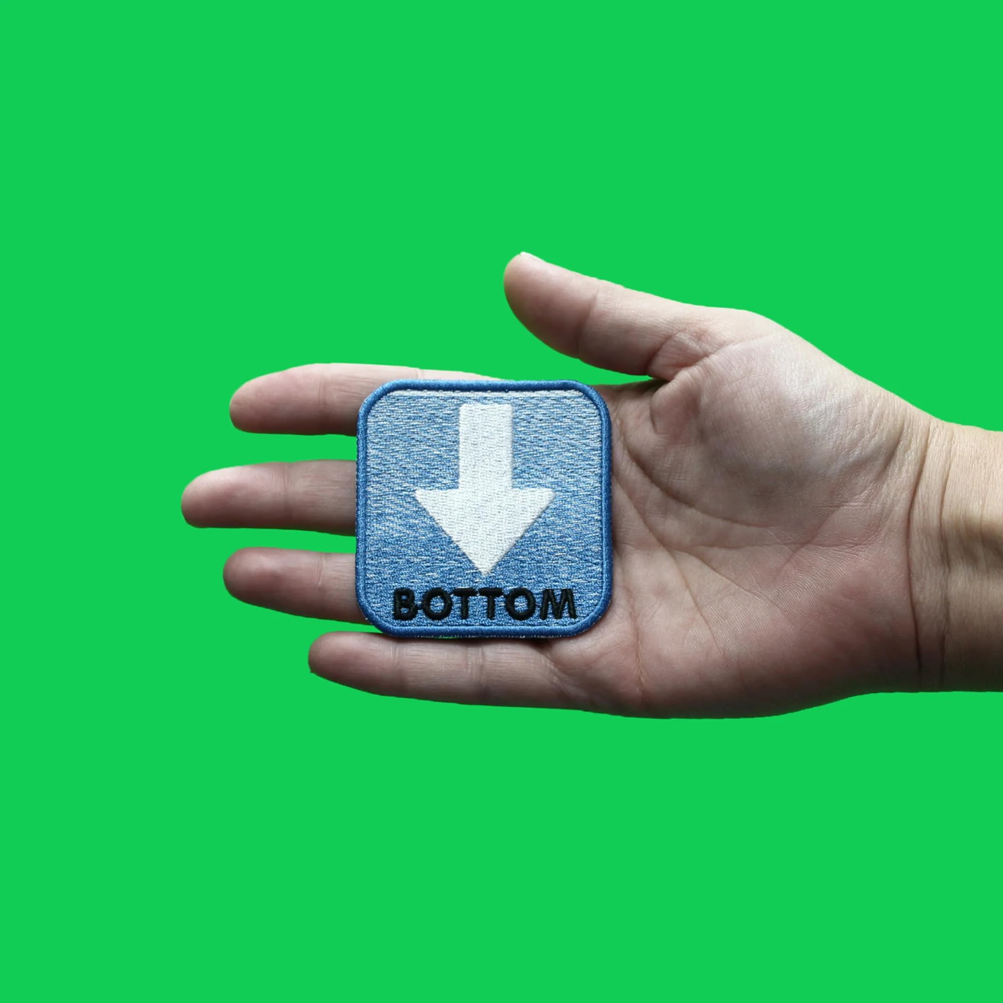 LGBTQ+ Pride Arrow Tag Emoji Iron-On Patch - Embroidered Bottom Role Preference Badge for Denim Jackets, Backpacks & DIY Crafts