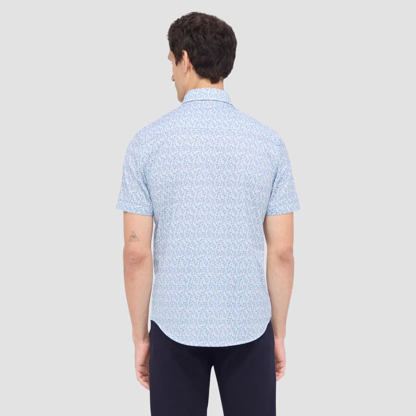 Bugatchi Ooohcotton Miles Men's Short Sleeve Sport Shirt - Breathable Cotton Casual Button Down Shirt for Golf, Travel & Summer Wear - Mint Green