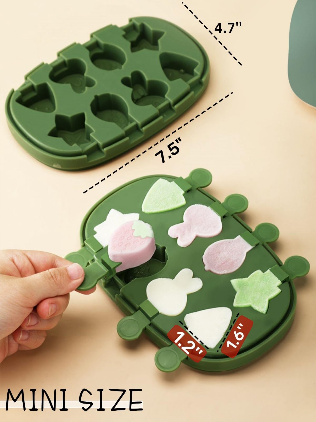 BPA Free Silicone Dinosaur Popsicle Molds Set - 8 Piece Fun Animal Shaped Ice Pop Makers for Kids, DIY Homemade Frozen Treats - Perfect for Summer Parties, Snacks & Family Fun (Green Crocodile Design)