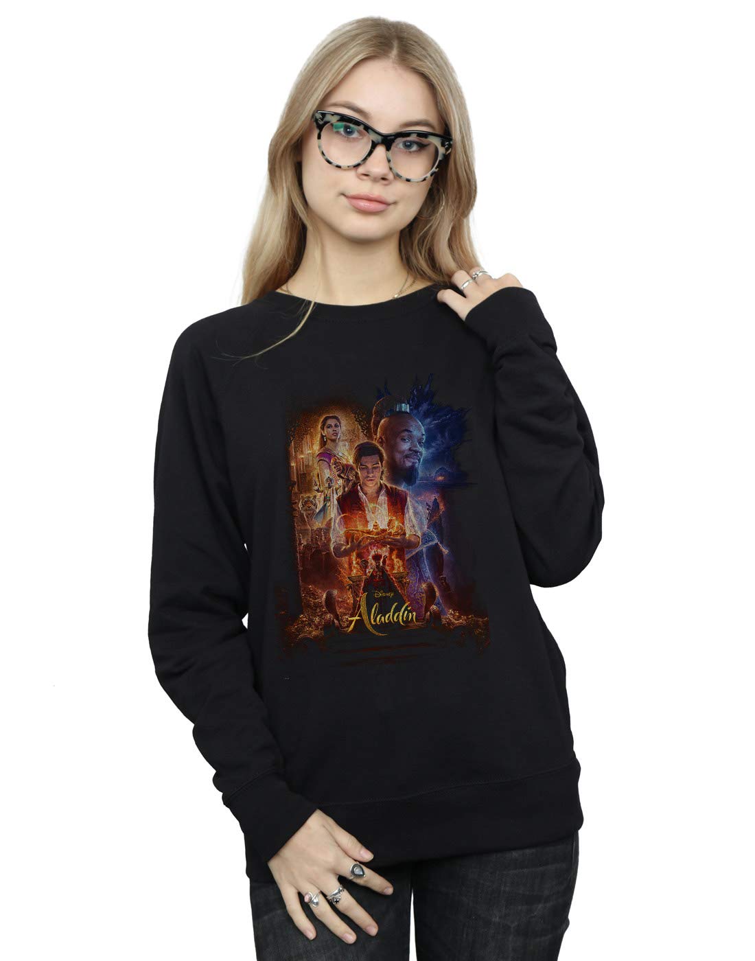 Disney Aladdin Movie Poster Sweatshirt for Women - Cozy Pullover Hoodie with Vintage Design - Perfect for Cosplay, Movie Nights & Disney Theme Park Outfits