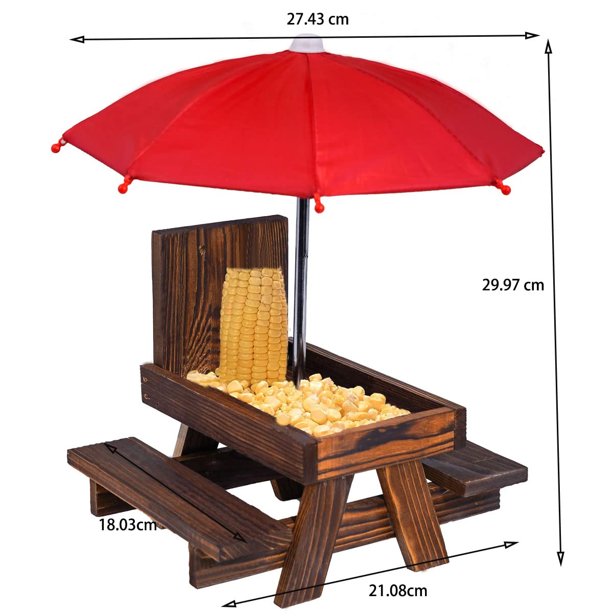 Premium Squirrel Feeder Picnic Table with Umbrella & Corn Holder - Outdoor Wildlife Feeding Station for Squirrels & Chipmunks - Perfect Garden Decor & Unique Gift for Animal Lovers - Ideal for Backyards, Parks & Nature Watching