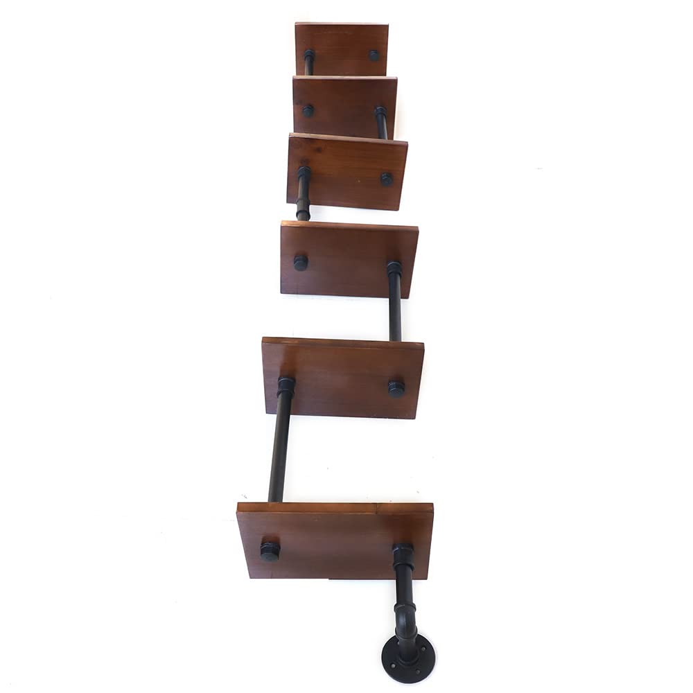 6-Tier Industrial Pipe Wall Shelves - Rustic Wood Floating Shelves for Bedroom, Living Room, Kitchen & Office Storage - Perfect for Books, Decor & Bathroom Organization - Space-Saving Solution for Small Apartments & Modern Homes