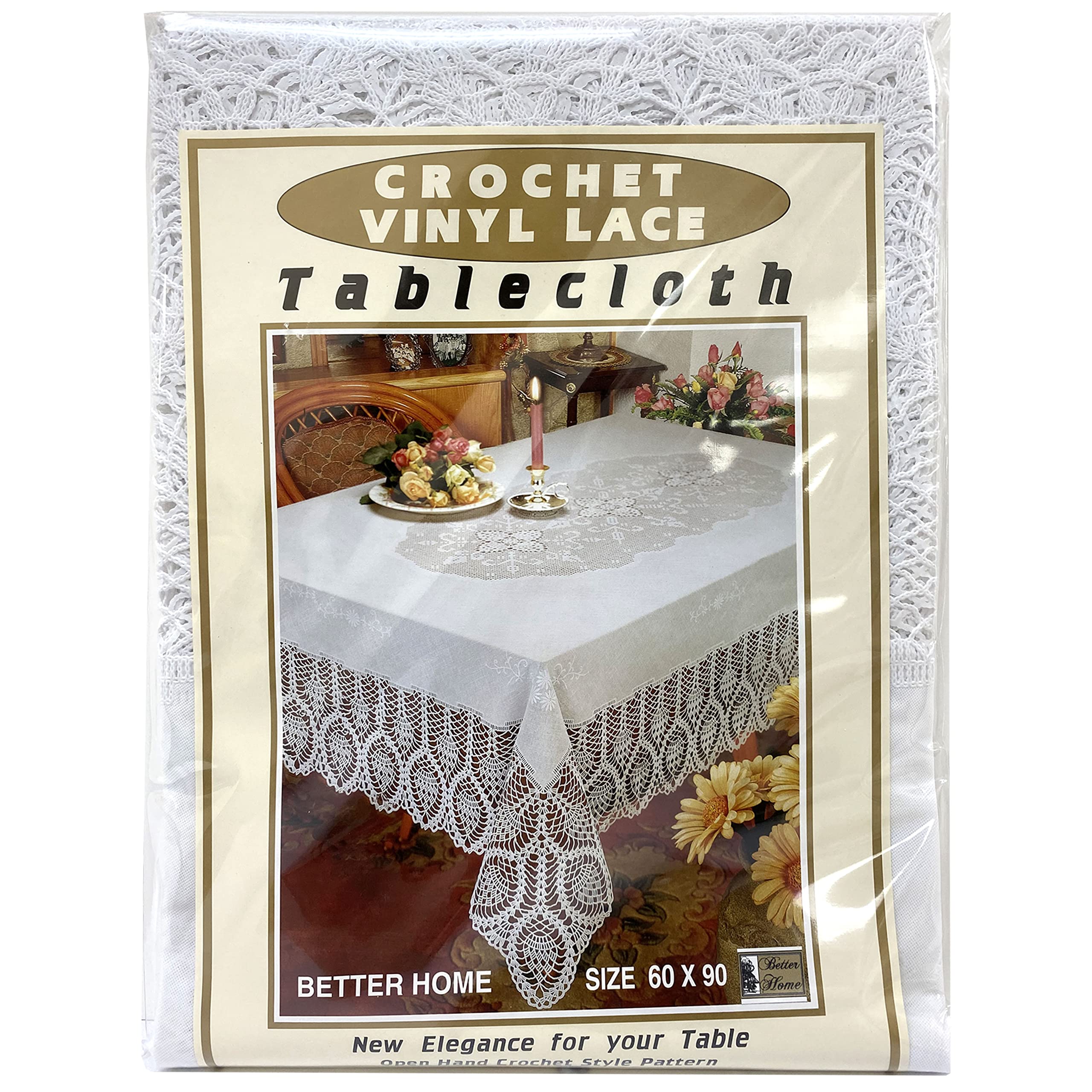 Vintage White Vinyl Crochet Tablecloth Lace Doily - 60